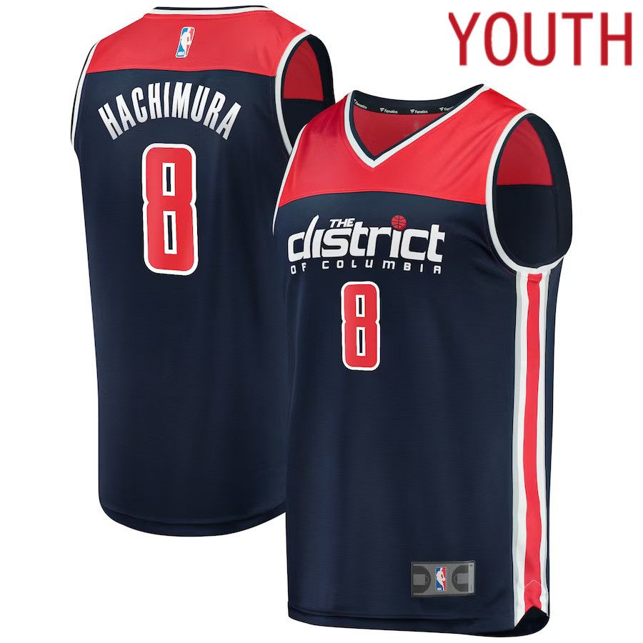 Youth Washington Wizards 8 Rui Hachimura Fanatics Branded Navy Fast Break Replica Player Team NBA Jersey